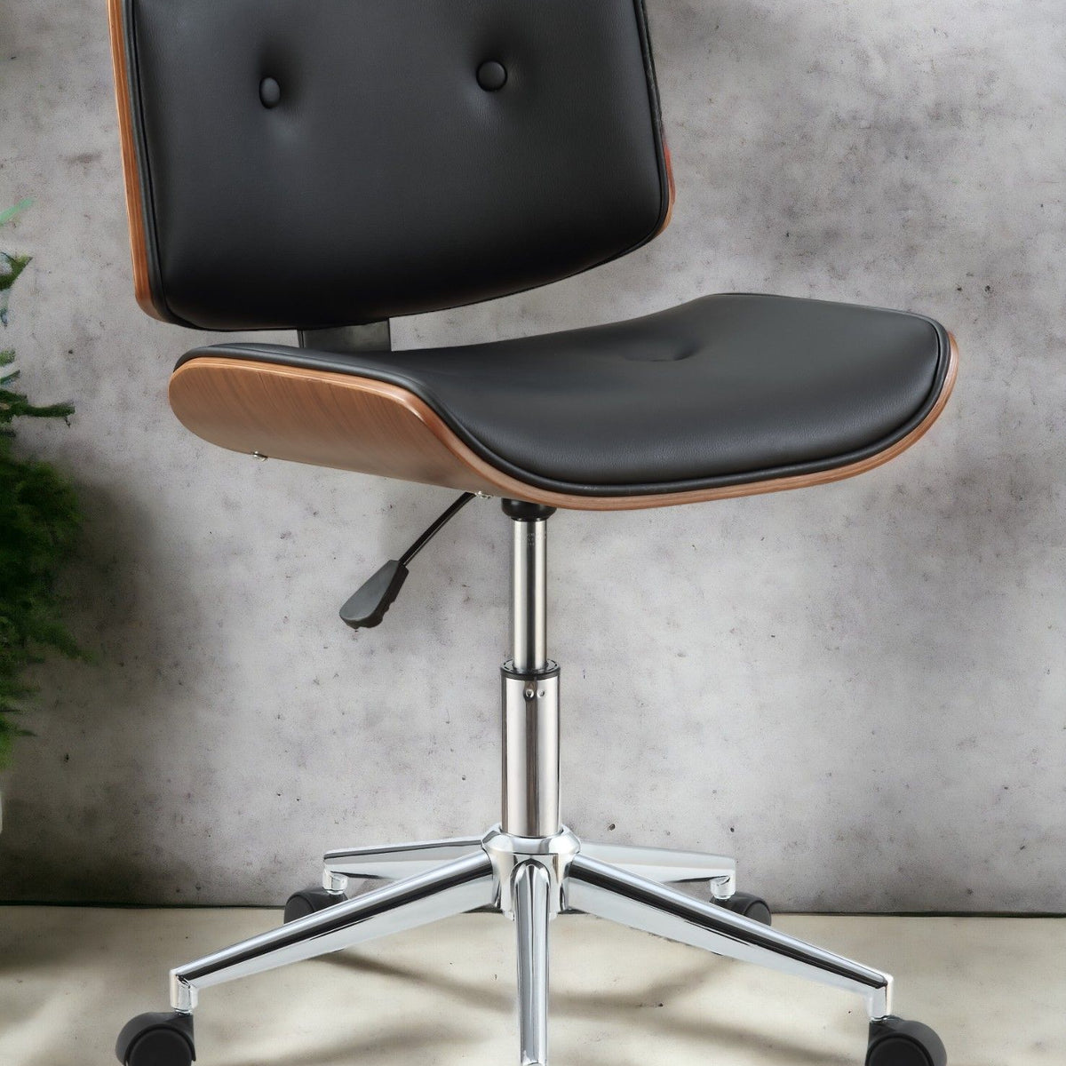Camila - Synthetic Leather Office Chair - Black