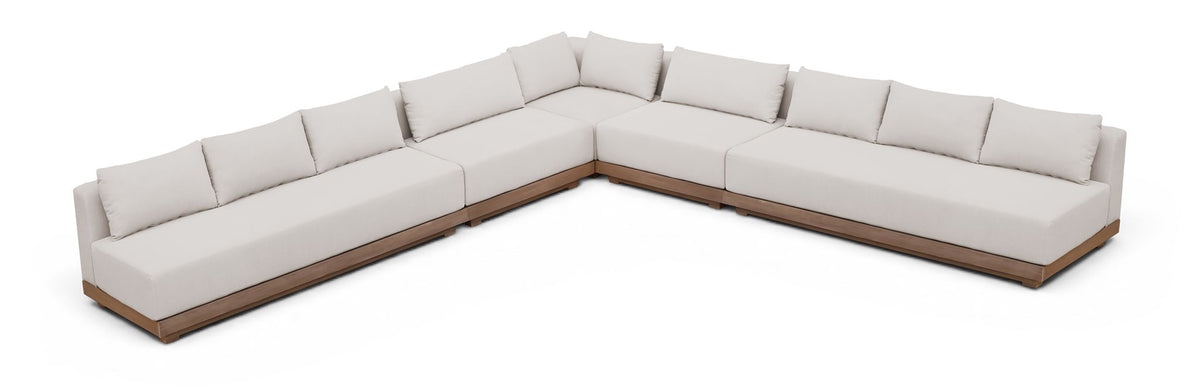 Solace - Olefin Fabric 5 Piece Outdoor Patio Modular Sectional