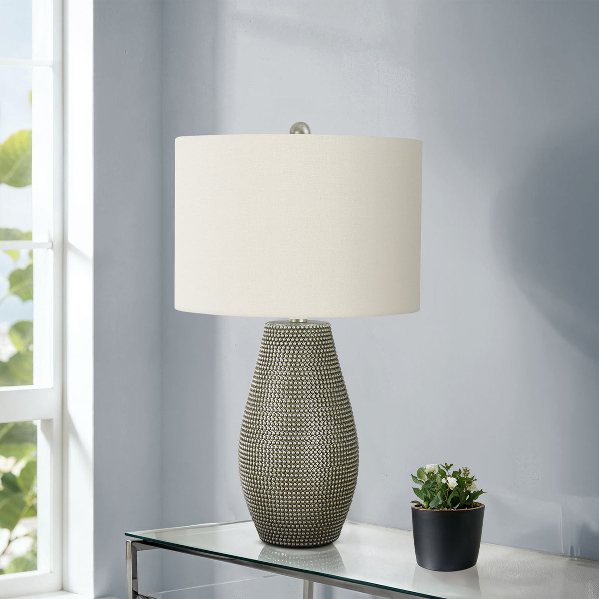 Lighting, Table Lamp, Resin, Contemporary - Gray
