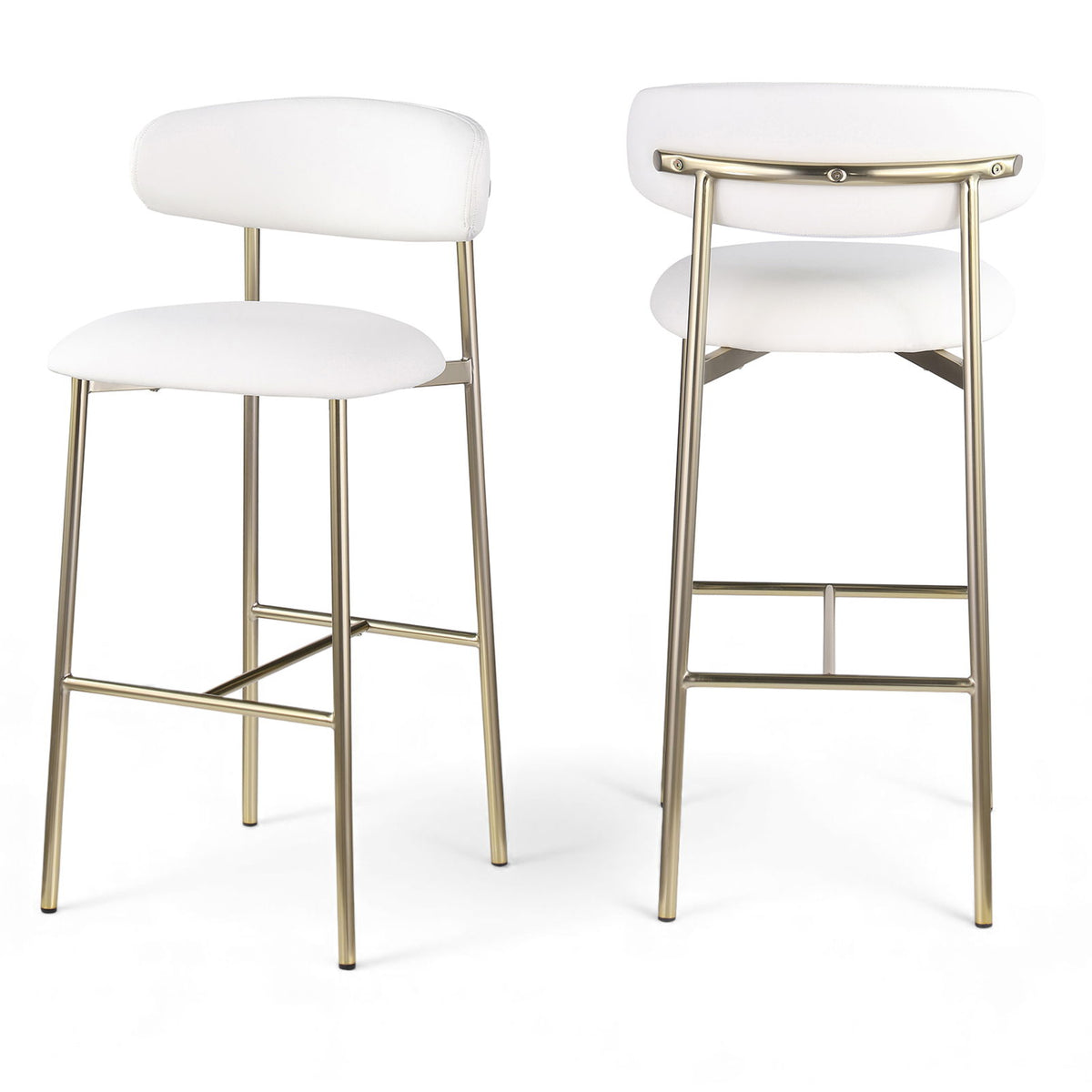 Lupita - Vegan Leather Upholstered Bar Stool With Brushed Gold Frame (Set of 2)