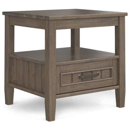 Lev - End Table With Bottom Drawer - Smoky Brown