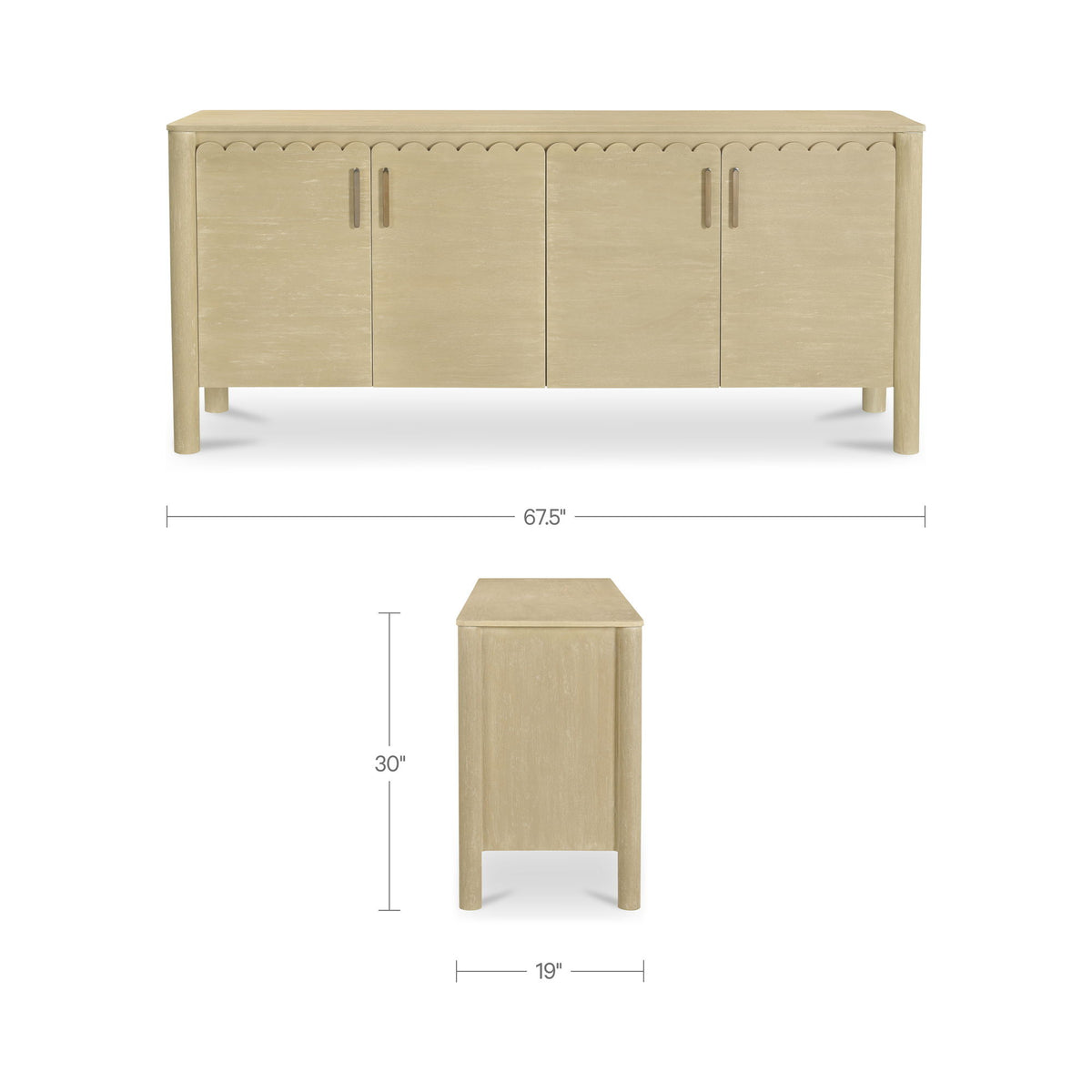 Wiley - 4 Door Sideboard - Natural