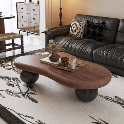 Cloud-Shaped Coffee Table Sphere Legs Walnut 47-inch