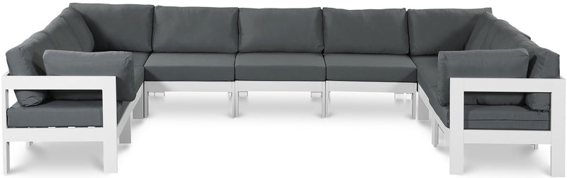 Nizuc - Outdoor Patio 9 Piece Modular Sectional With White Frame