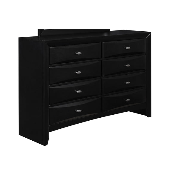 Black dresser-style storage panel with eight drawers for bed base