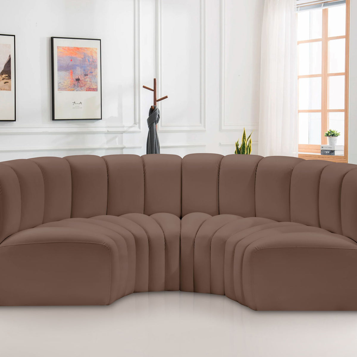 Arc - Faux Leather 4 Piece U-Shaped Modular Sofa