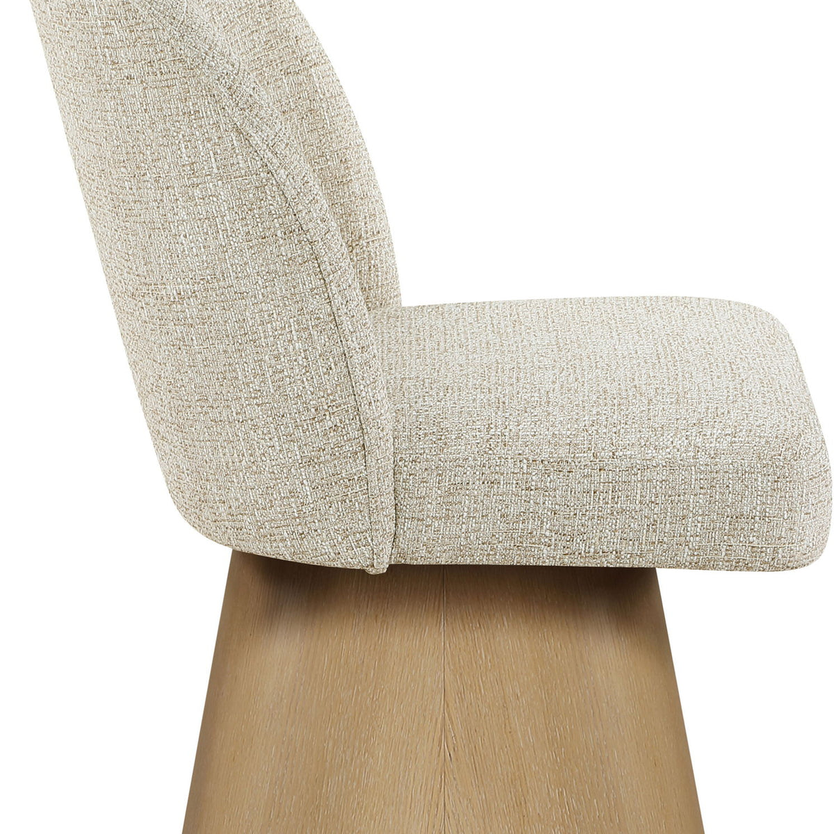 Marlowe - Linen Textured Fabric Upholstered Swivel Dining Side Chair - Stained Natural