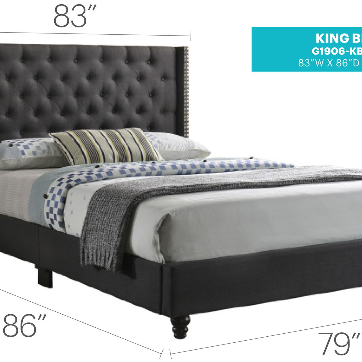Nailhead Bed Transitional Vibrant