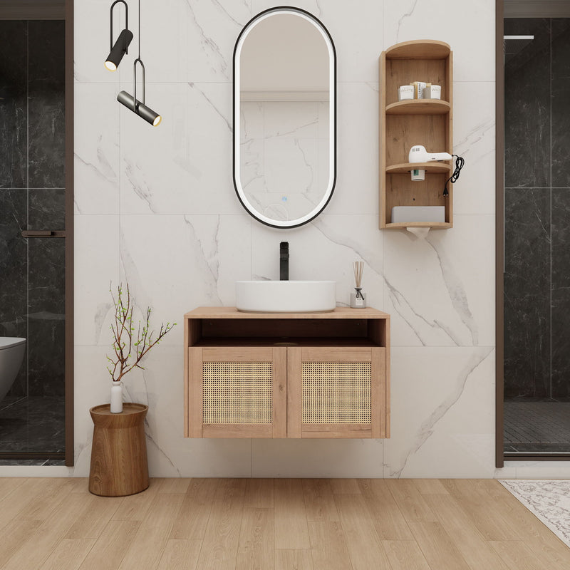 Bathroom Vanity With Art Sink And Storage Rack, Float Mounting Design