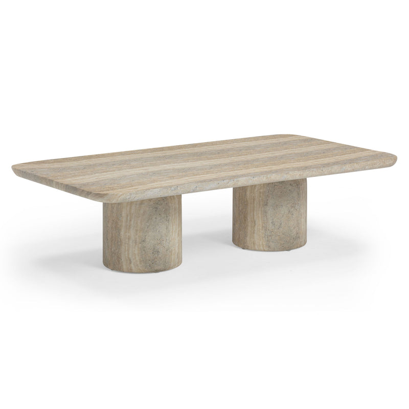 Tyche - Indoor / Outdoor Concrete Rectangular Coffee Table - Faux Travertine