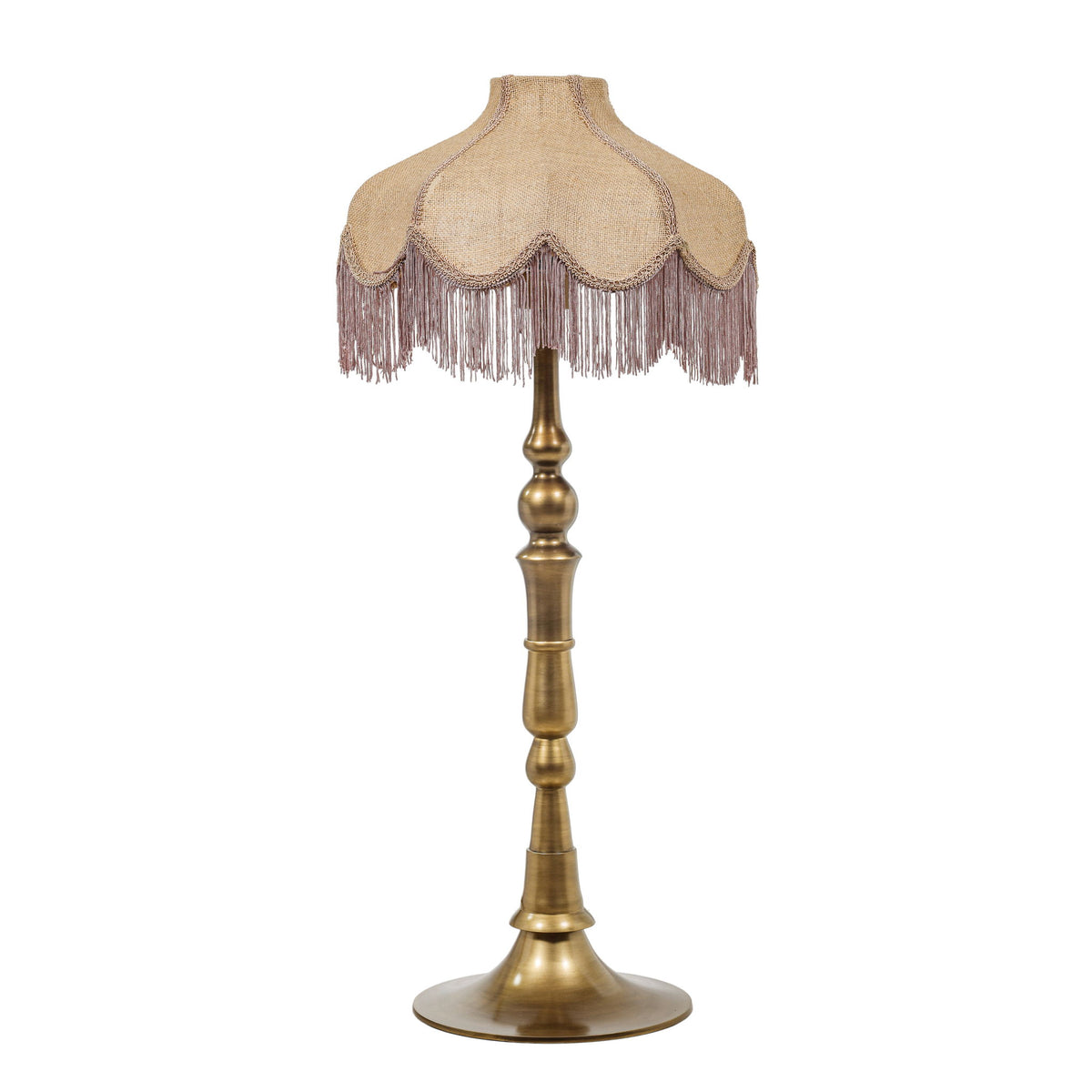 Buchanan - Jute Fringed Scalloped Table Lamp - Pink