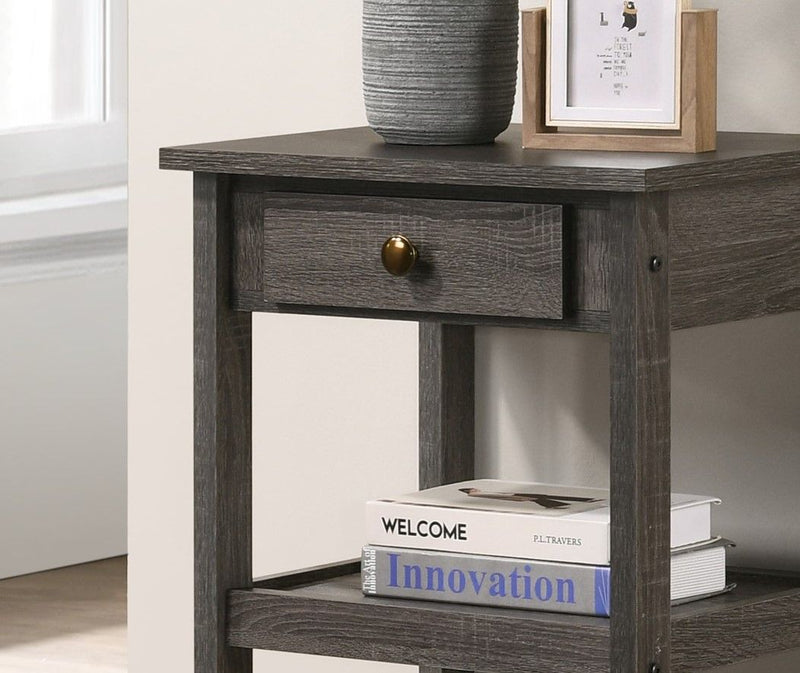 Arine - Console Table With Drawer And Shelves - Gray