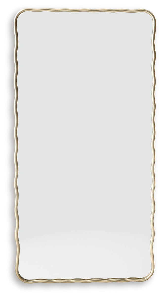 Brenthill accent mirror with gold wavy frame, rectangular with rounded corners
