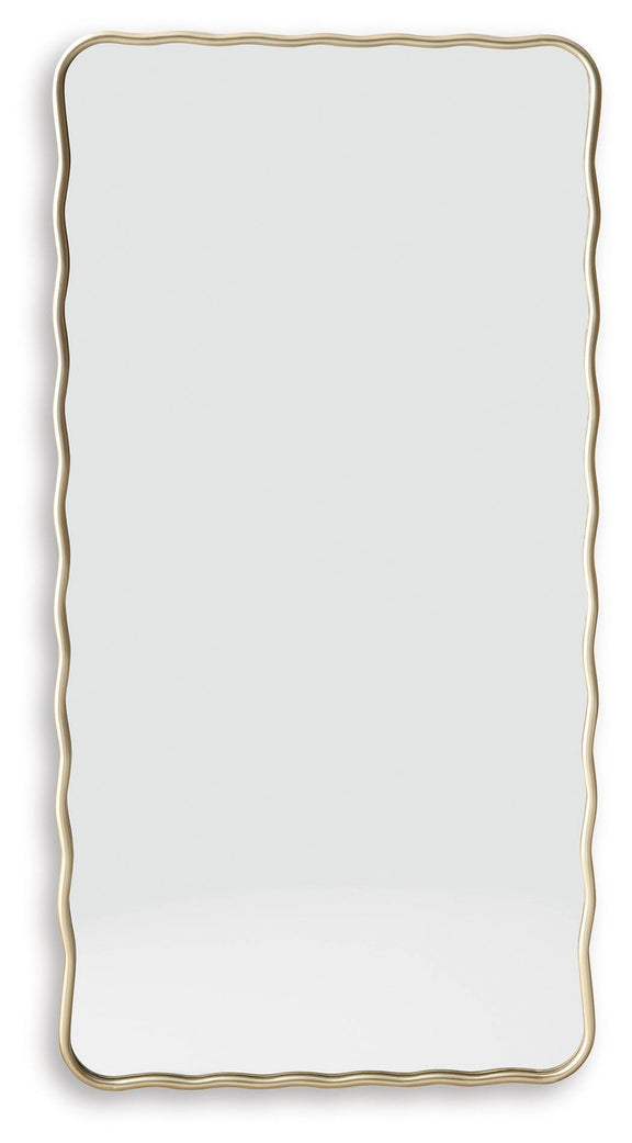 Brenthill accent mirror with gold wavy frame, rectangular with rounded corners