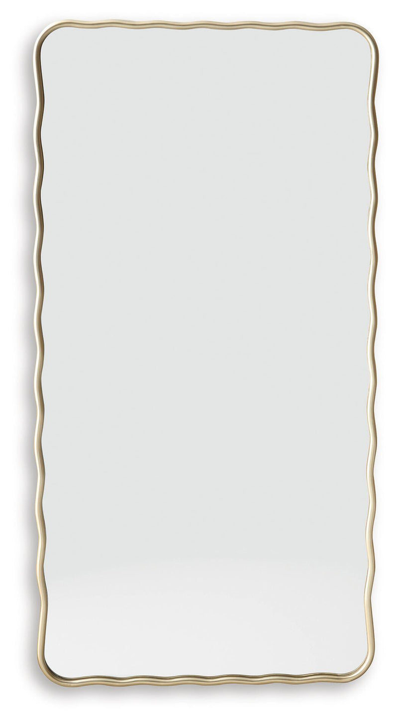 Brenthill accent mirror with gold wavy frame, rectangular with rounded corners