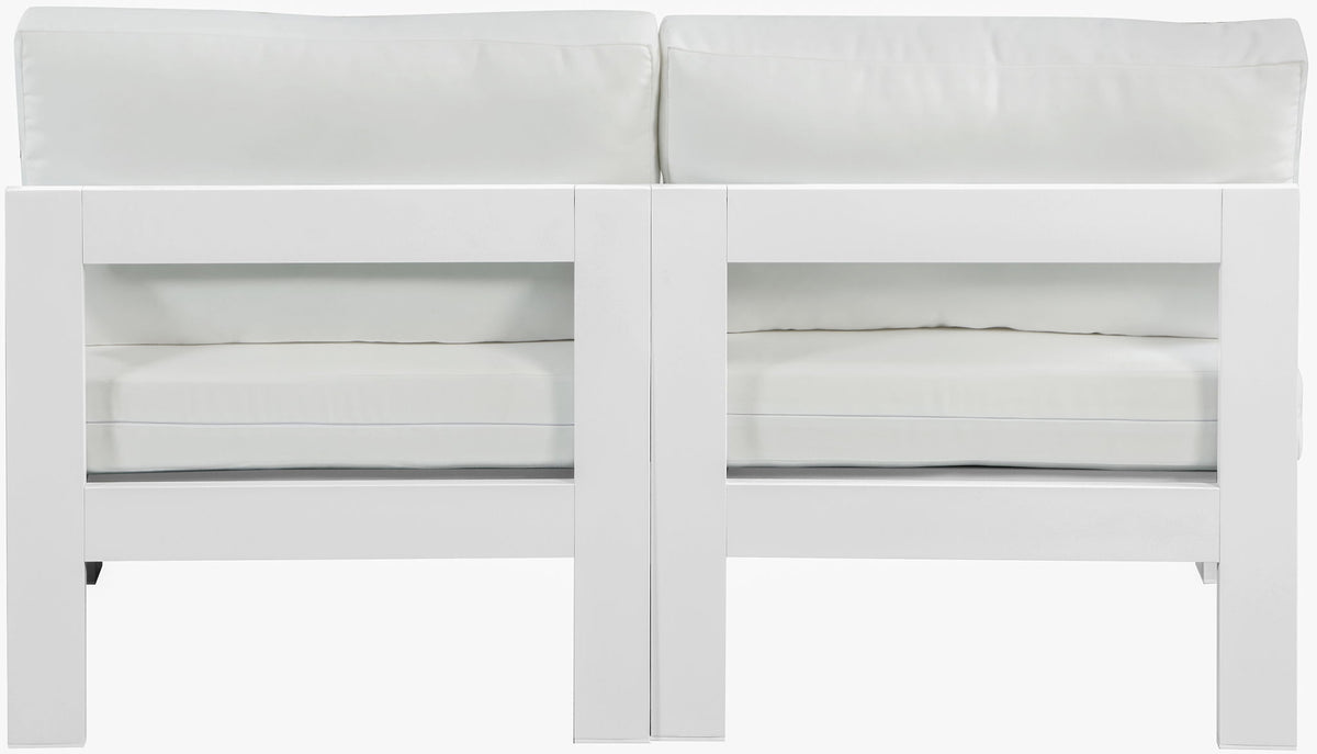 Nizuc - Outdoor Patio 2 Seat Armless Modular Sofa With White Frame
