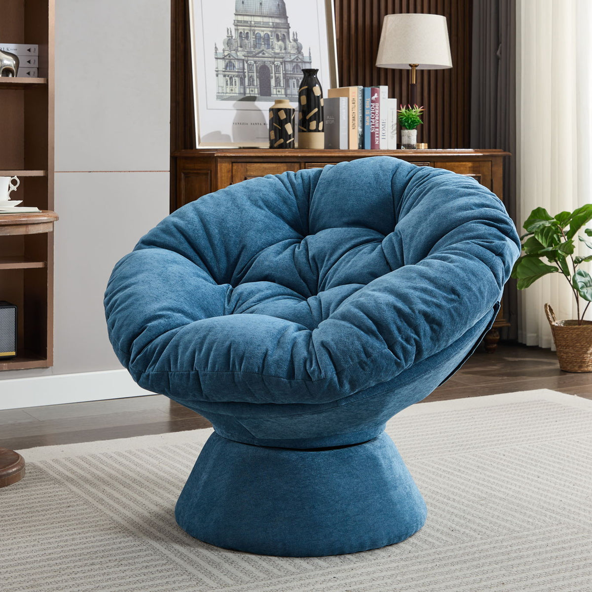 Oversized Swivel Accent Chair, 360 Swivel Barrel Chair, Papasan Chair For Living Room Bedroom