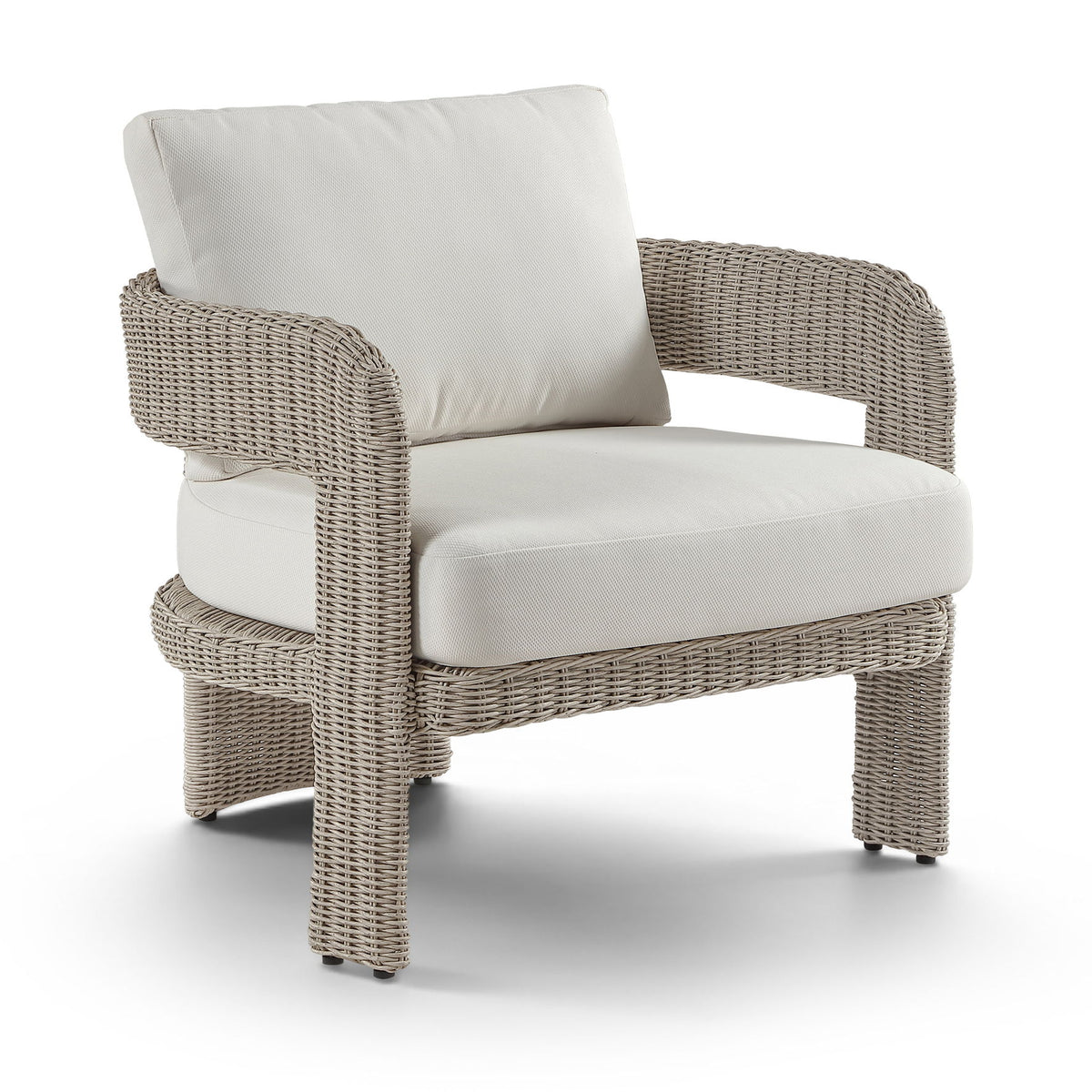 Sandbay - Olefin Water Resistant Fabric And Wicker Outdoor Patio Accent Chair