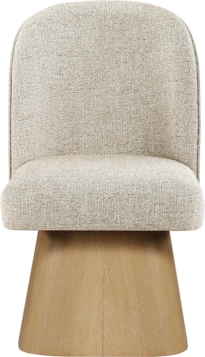Marlowe - Linen Textured Fabric Upholstered Swivel Dining Side Chair - Stained Natural