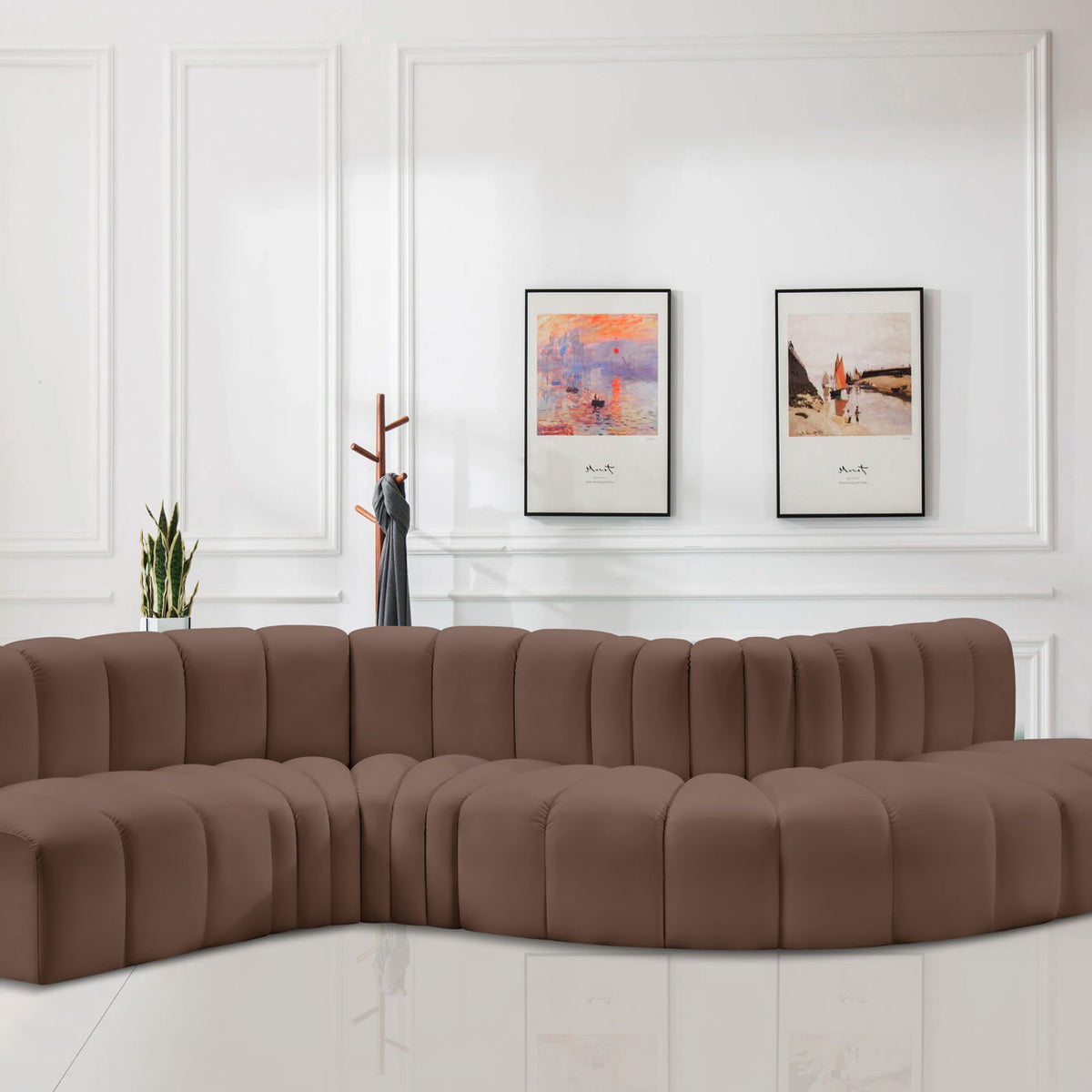 Arc - Faux Leather 6 Piece Curved Modular Sofa