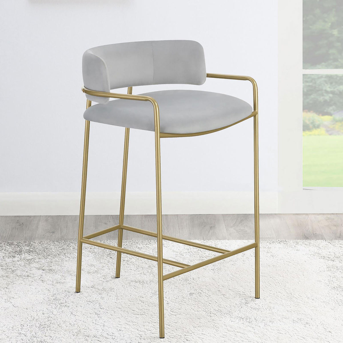 Low Back Upholstered Stool - Gray