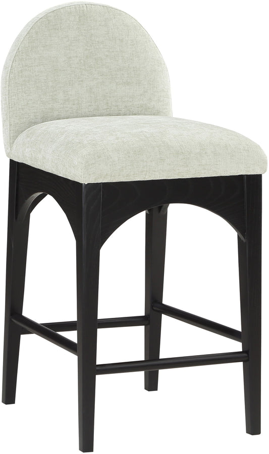 Waldorf - Chenille Stool With Black Legs
