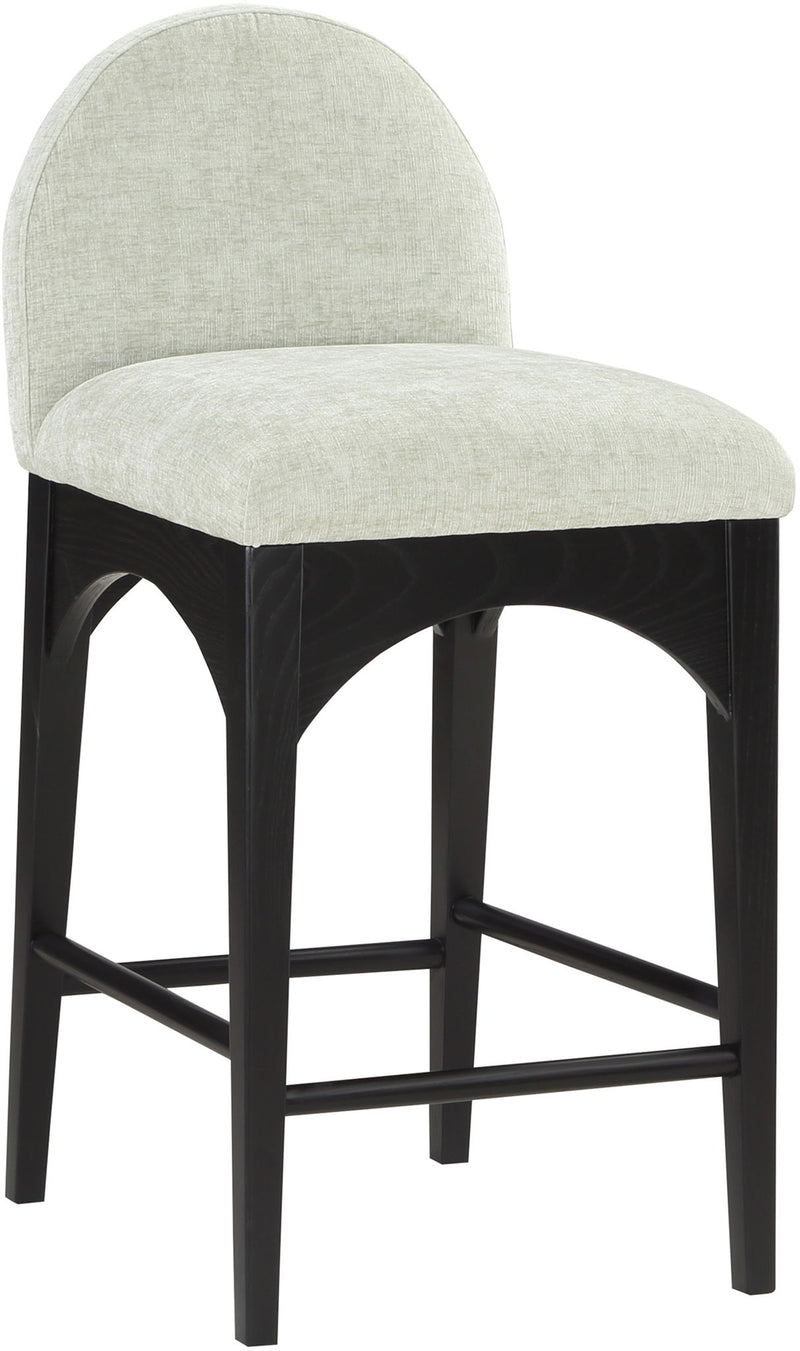 Waldorf - Chenille Stool With Black Legs