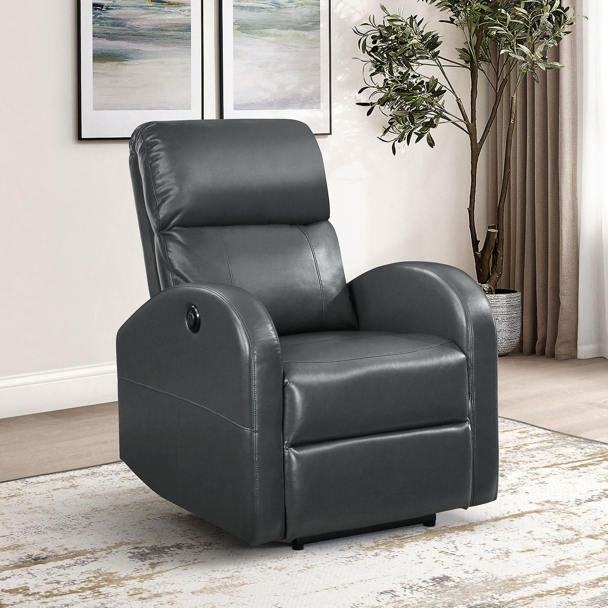 Grant Upholstered Power Recliner Chair Grey