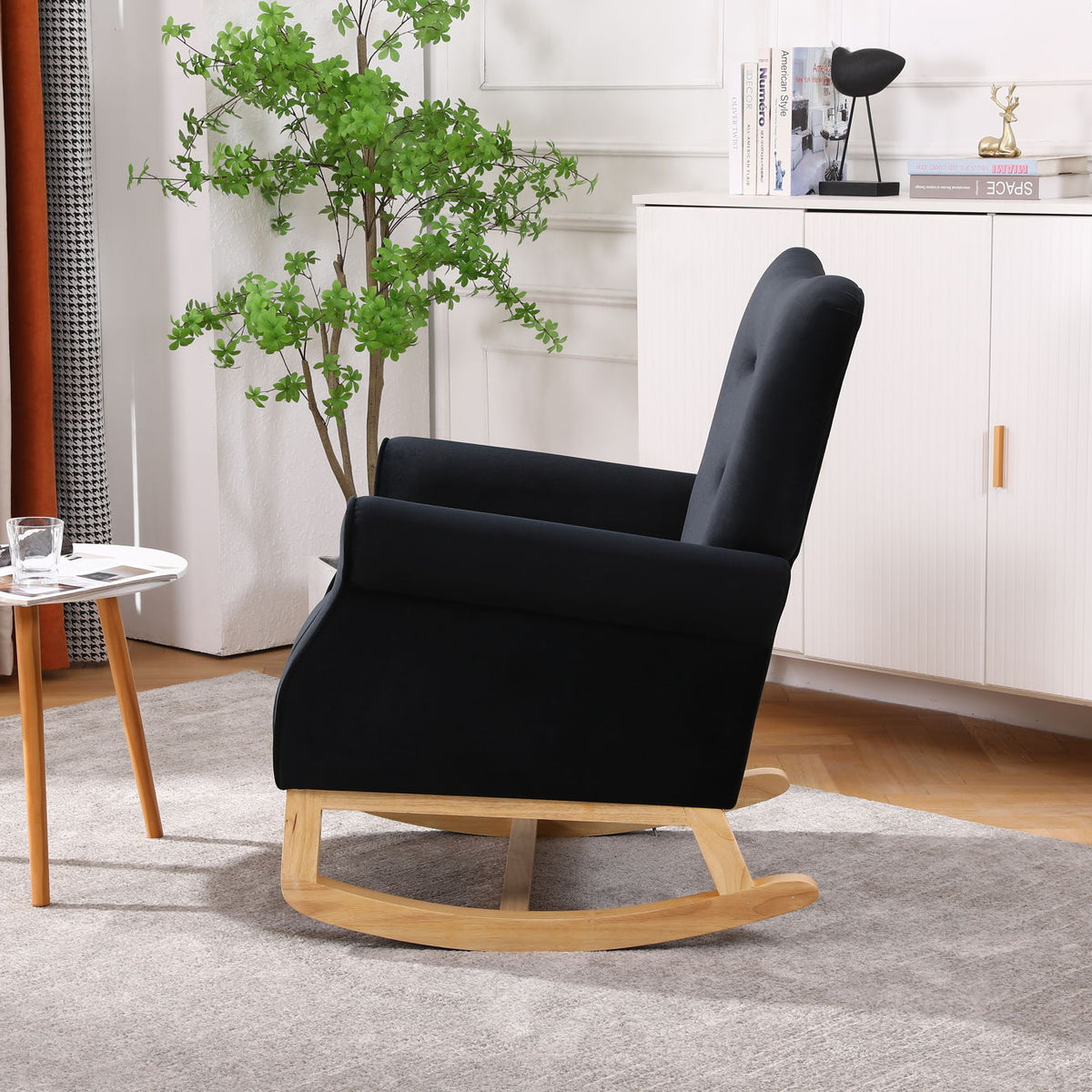 Modern Rocking Chair, Upholstered Accent Chair For Nursery, Small Contemporary Rocke