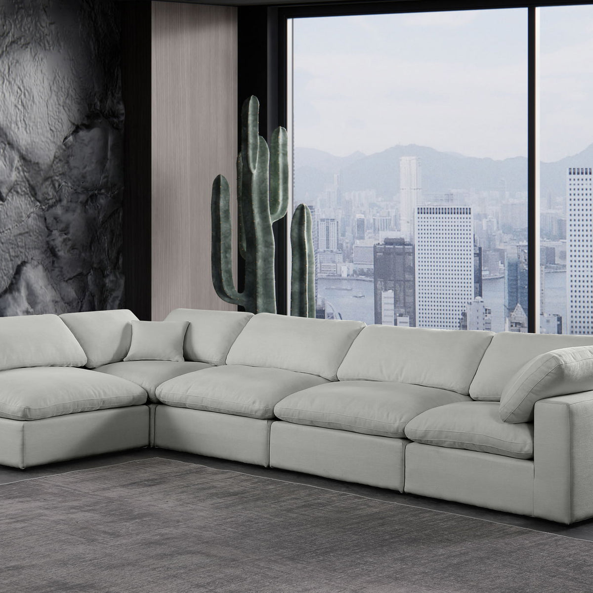 Comfy - 5 Piece Linen Modular Sectional