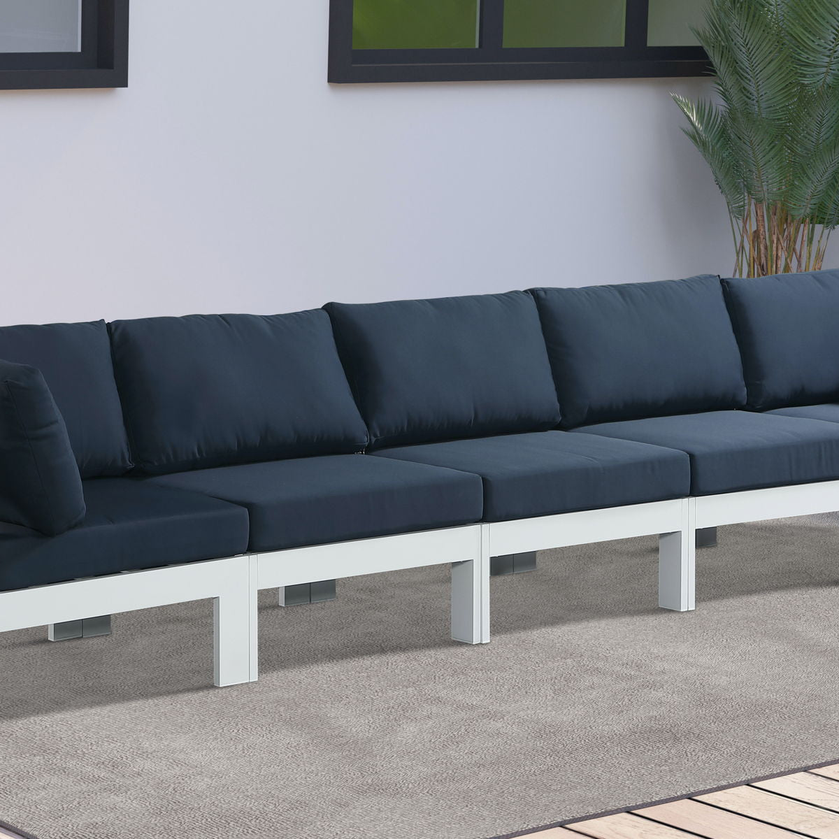 Nizuc - Outdoor Patio 5 Seat Modular Sofa With White Frame