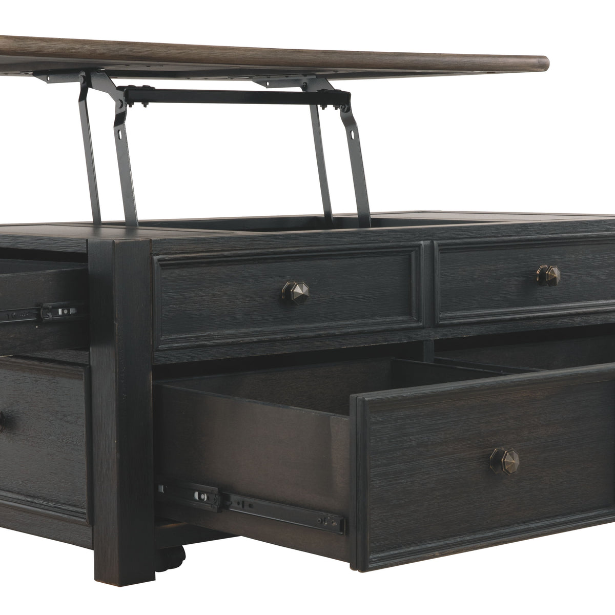 Tyler Creek - Lift Top Cocktail Table - Grayish Brown / Black