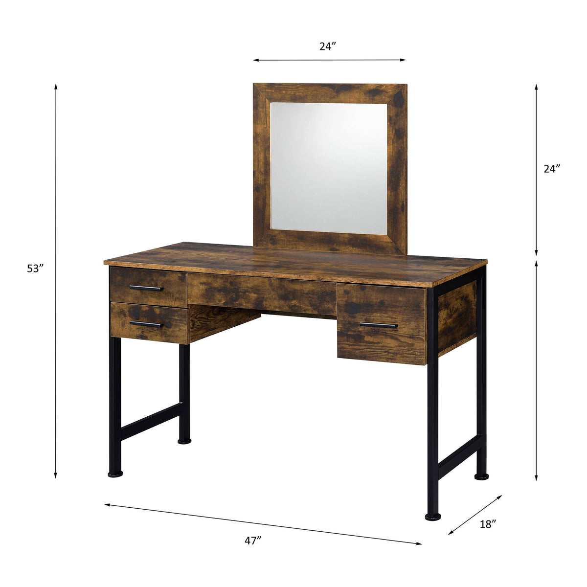 Juvanth - Rustic Vanity Desk Mirror - Oak