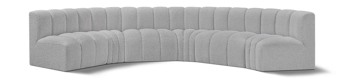 Arc - Boucle Fabric 6 Piece U-Shaped Modular Sofa