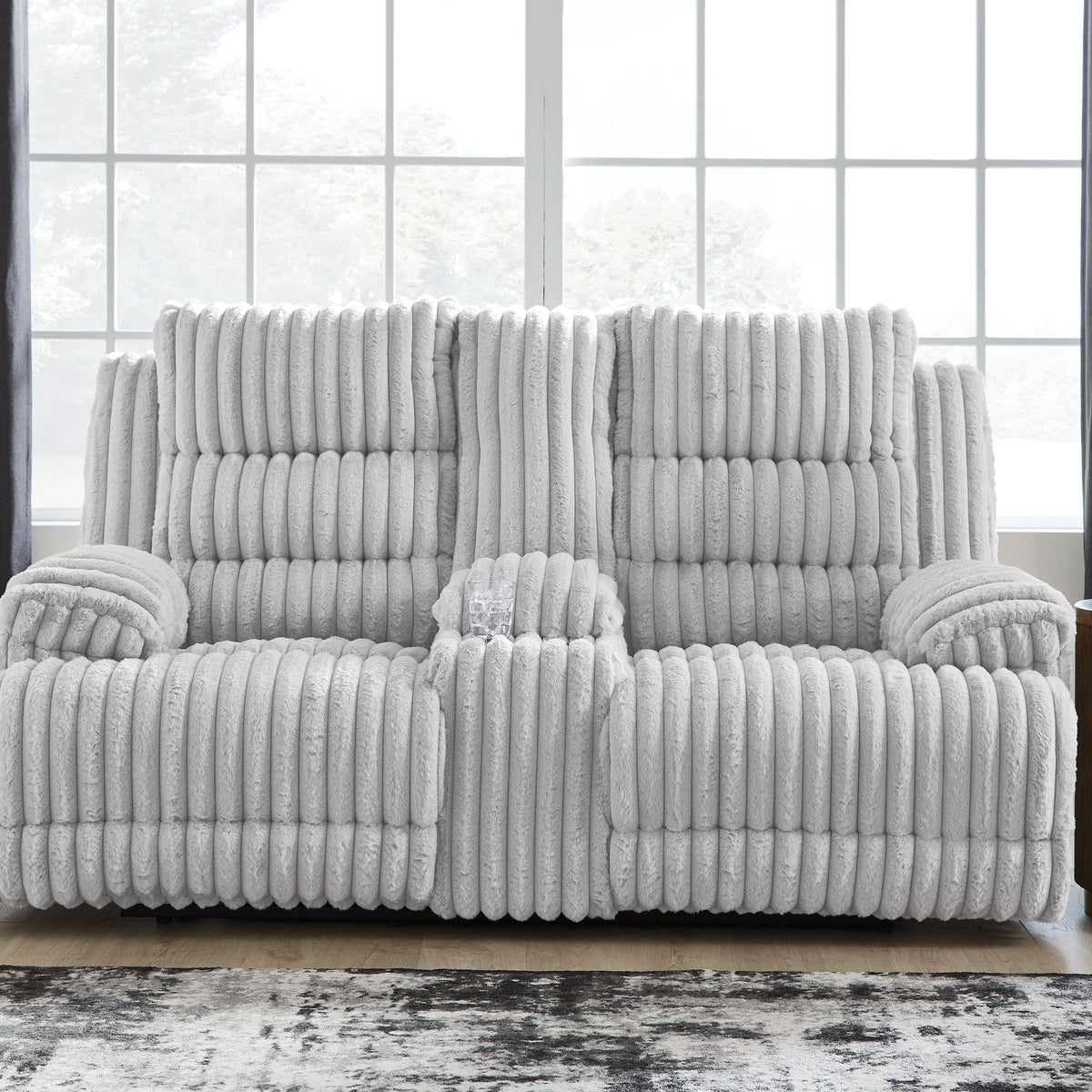 Rhines Falls - Double Reclining Power Loveseat With Console - Alloy