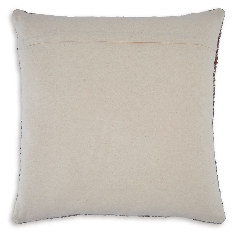 Solid light-beige square throw pillow with stitched border