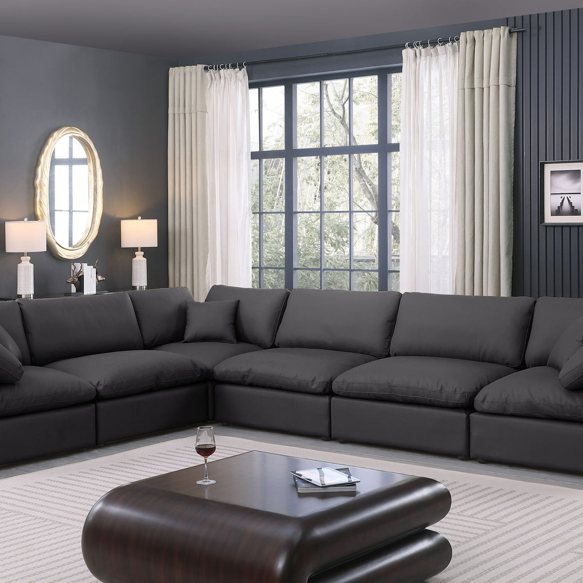 Comfy - 6 Piece Faux Leather Modular Corner Sectional