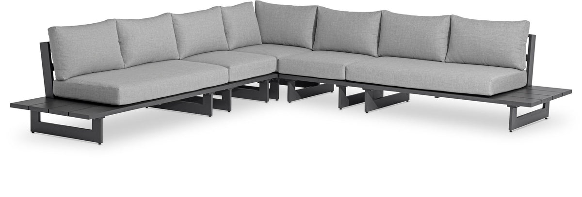 Maldives - 5 Piece Water Resistant Outdoor Patio Modular Sectional With Gray Base