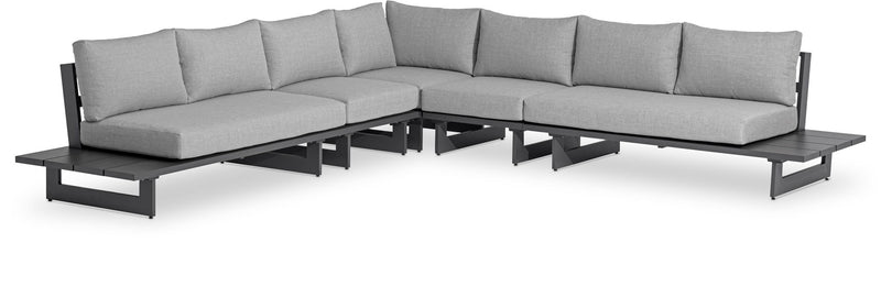 Maldives - 5 Piece Water Resistant Outdoor Patio Modular Sectional With Gray Base