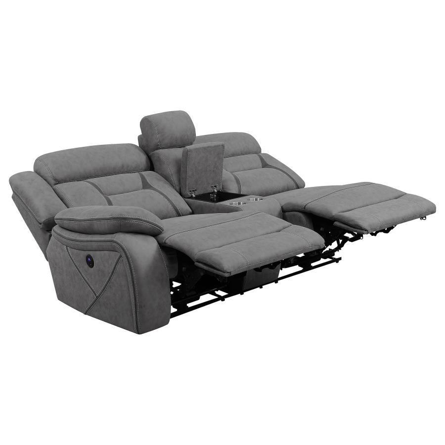 Higgins - Upholstered LAF Power Loveseat - Gray