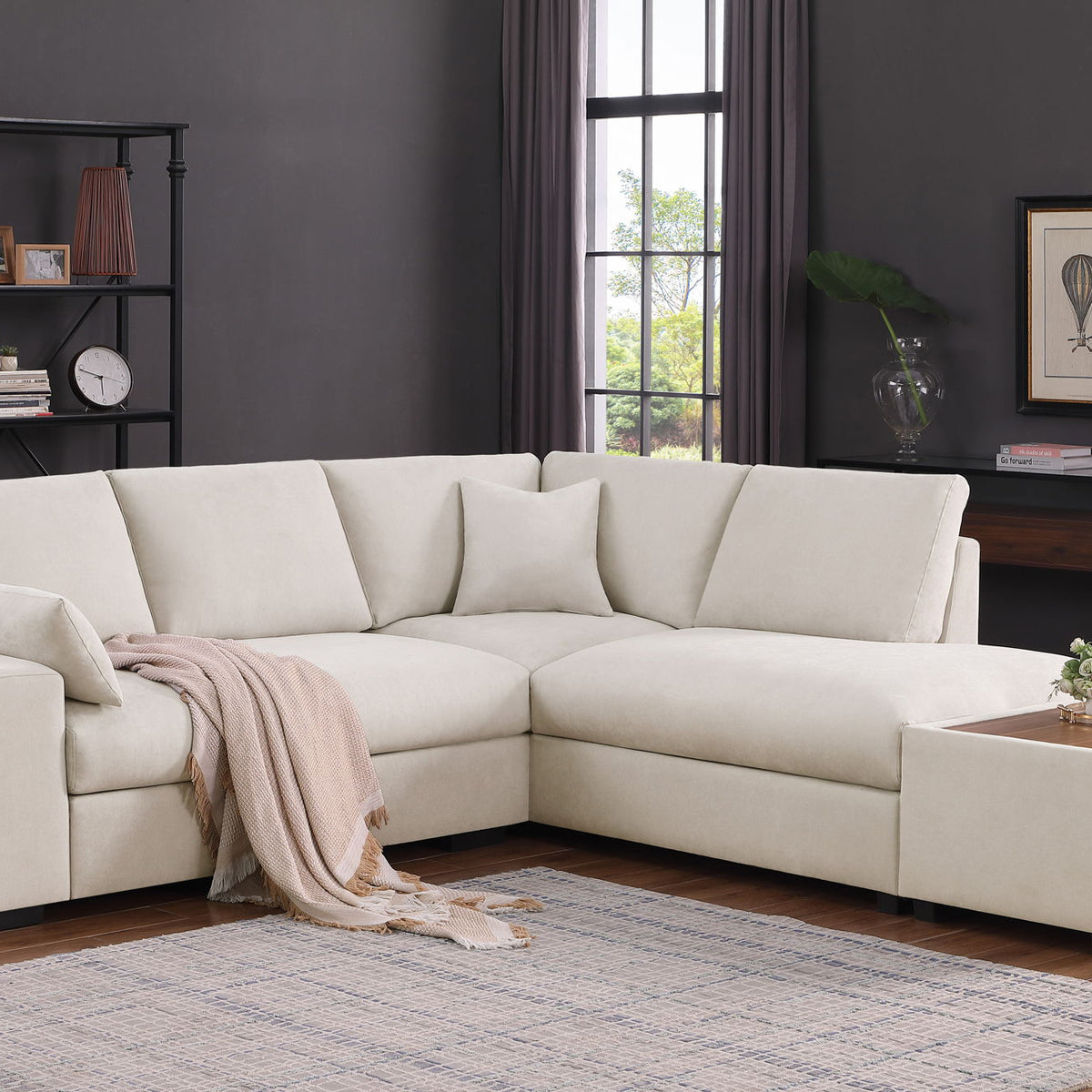 Joshua - 100" Sectional Sofa with Right Facing Chaise and Console Ottoman