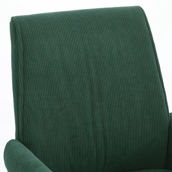 Mid-back office chair backrest in ribbed dark green upholstery, curved padded support