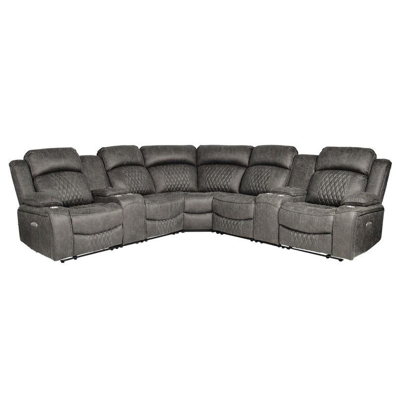 Power Motion Reclining Sectional Set With Console