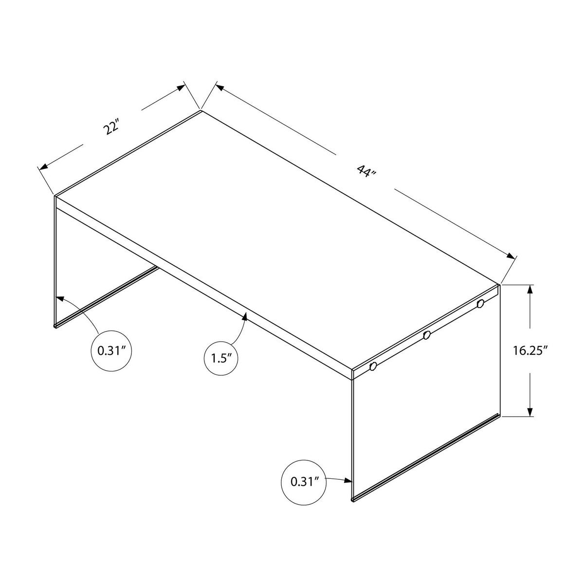 Coffee Table Rectangular For Living Room Clear Tempered Glass
