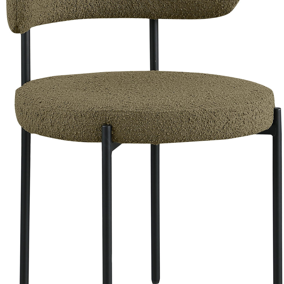 Beacon - Boucle Fabric Dining Chair With Black Legs (Set of 2) - Olive Green