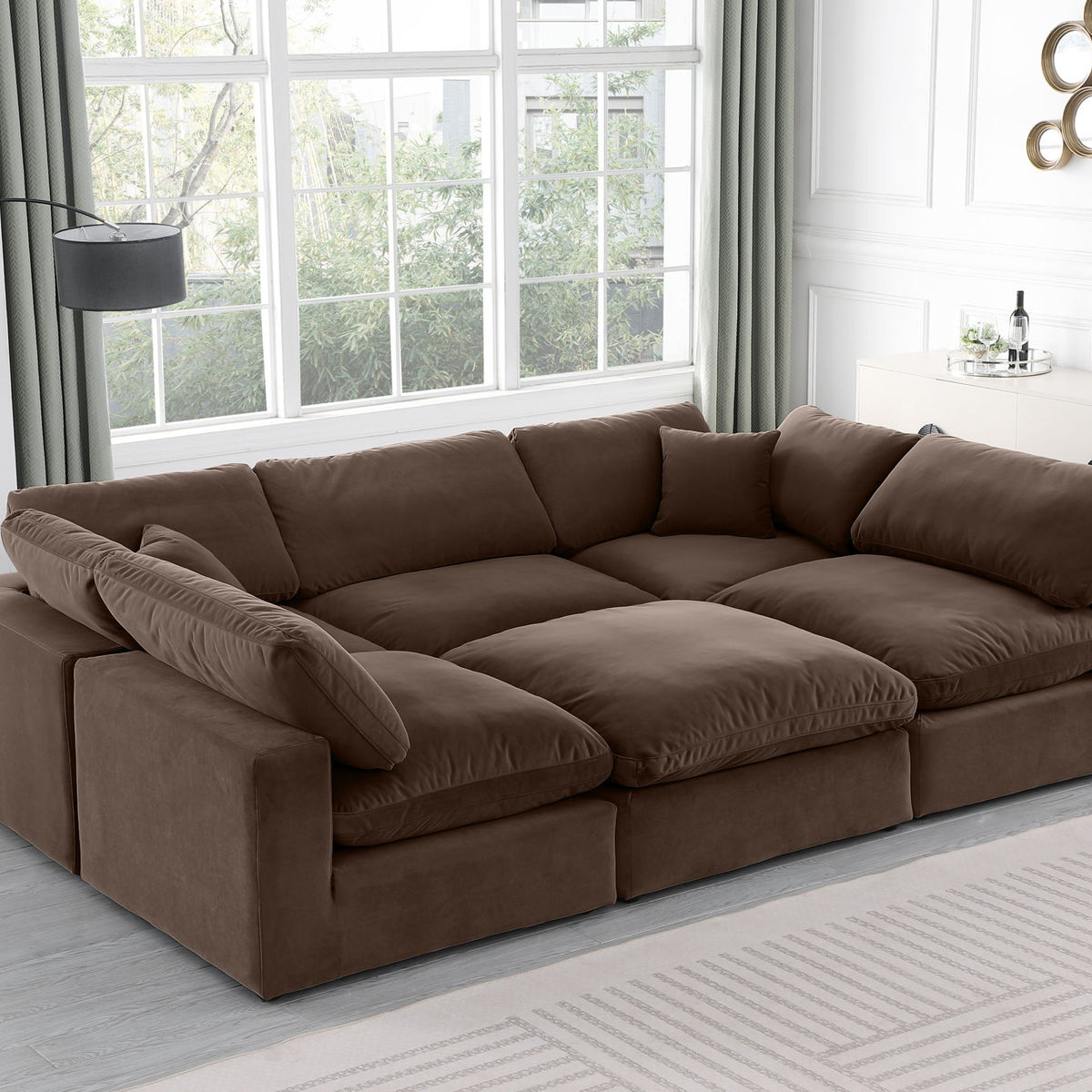 Comfy - 6 Piece Velvet Sectional
