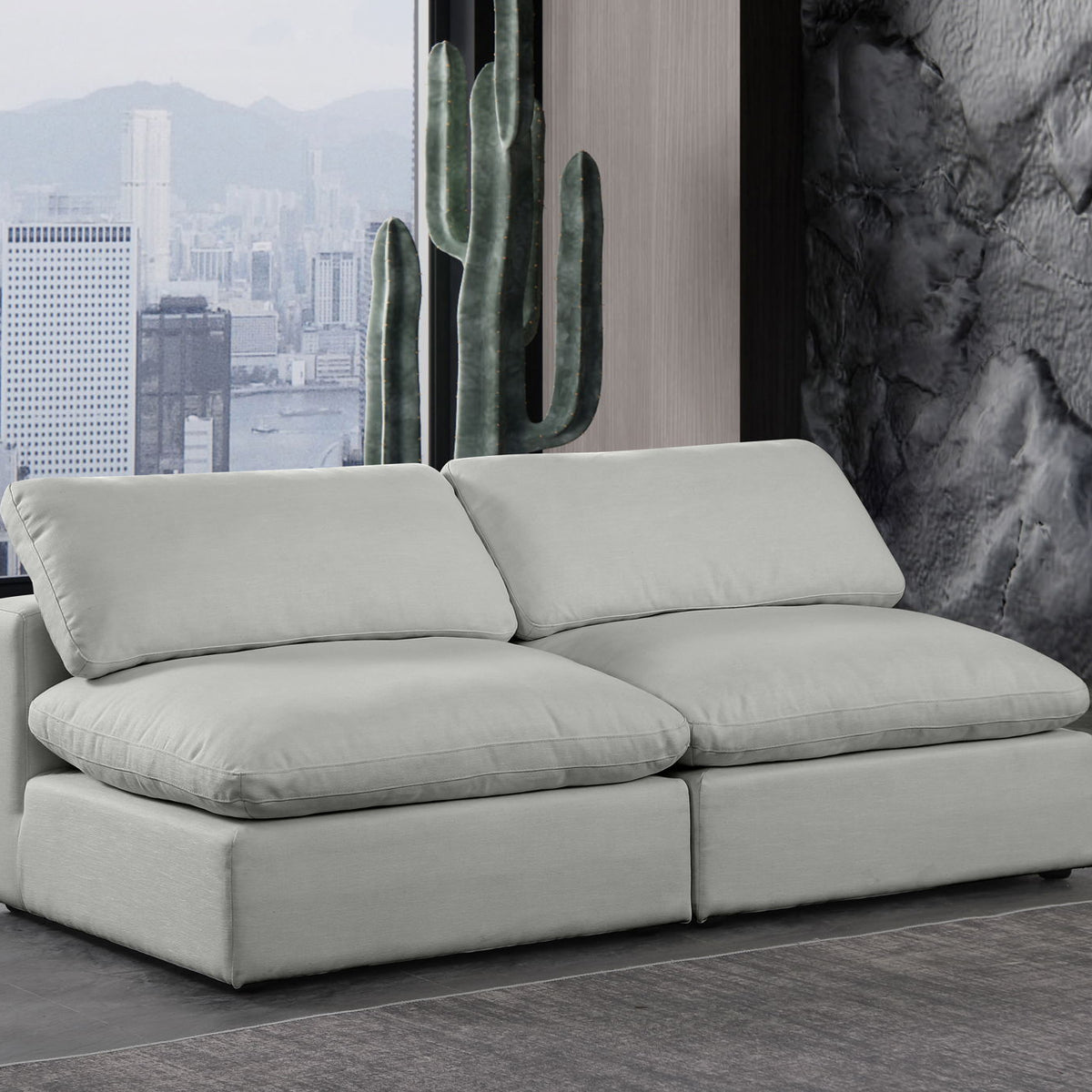 Comfy - Linen Modular Armless Sofa 2 Seats