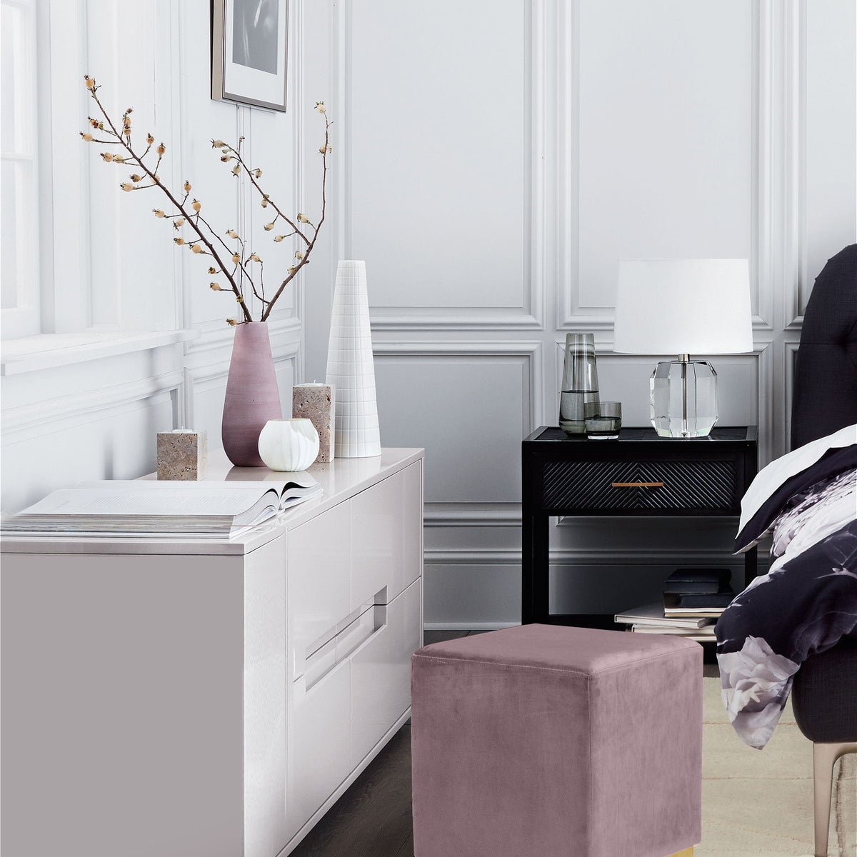 Jax - Stool Ottoman with Gold Base