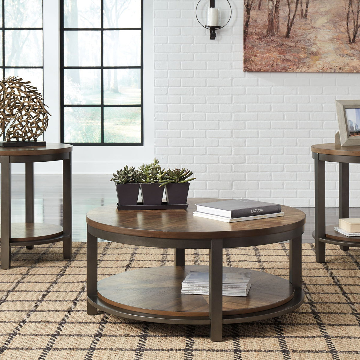 Roybeck - Occasional Table Set (Set of 3) - Light Brown / Bronze