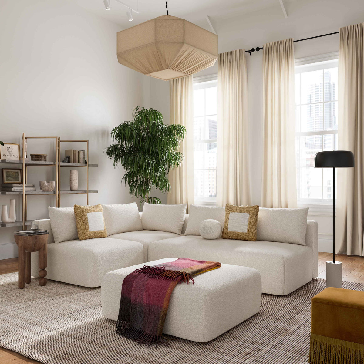 Hangover - 145" Long Boucle Sofa - Cream